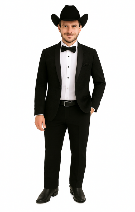 Western Suit - Trajes Para Hombres - Cowboy Formal Attire - Trajes De Novio - Shawl Lapel Black