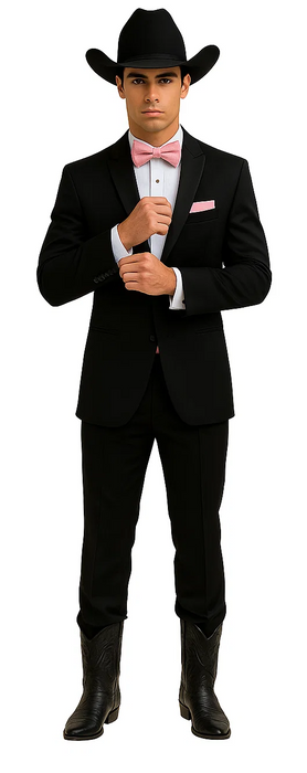 Western Suit - Trajes Para Hombres - Cowboy Formal Attire - Trajes De Novio - Shawl Lapel One Button Black Suit