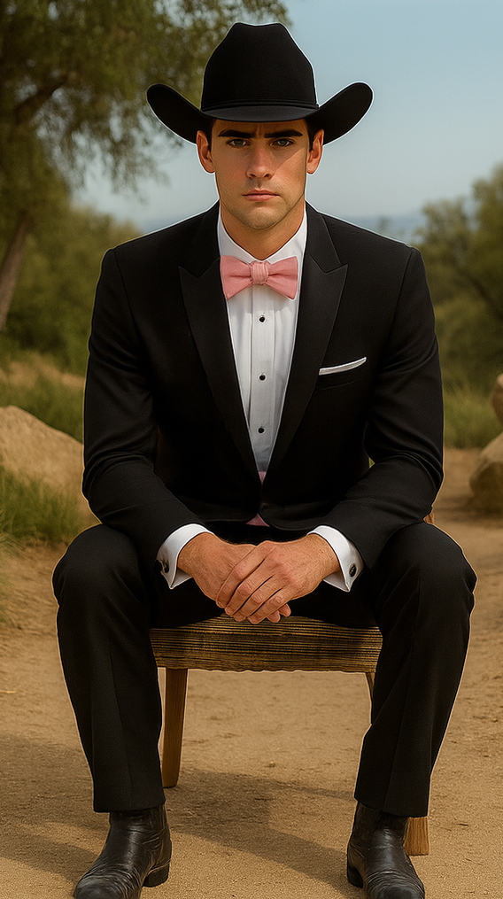 Western Suit - Trajes Para Hombres - Cowboy Formal Attire - Trajes De Novio - Black Matte Shawl Lapel