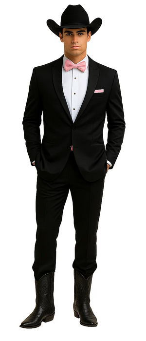 Western Suit - Trajes Para Hombres - Cowboy Formal Attire - Trajes De Novio - Shawl Lapel One Button Black Suit