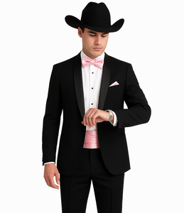 Western Suit - Trajes Para Hombres - Cowboy Formal Attire - Trajes De Novio - Shawl Lapel One Button Black Suit