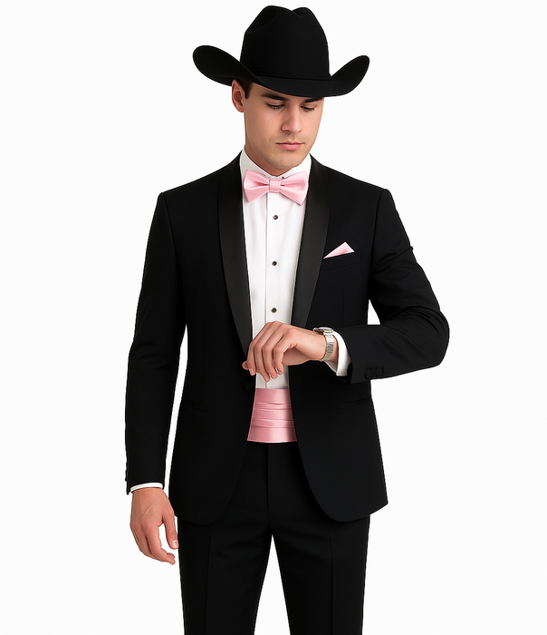 Western Suit - Trajes Para Hombres - Cowboy Formal Attire - Trajes De Novio - Shawl Lapel One Button Black Suit