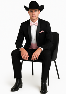 Western Suit - Trajes Para Hombres - Cowboy Formal Attire - Trajes De Novio - Shawl Lapel One Button Black Suit