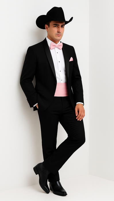 Western Suit - Trajes Para Hombres - Cowboy Formal Attire - Trajes De Novio - Shawl Lapel One Button Black Suit
