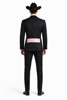 Western Suit - Trajes Para Hombres - Cowboy Formal Attire - Trajes De Novio - Shawl Lapel One Button Black Suit
