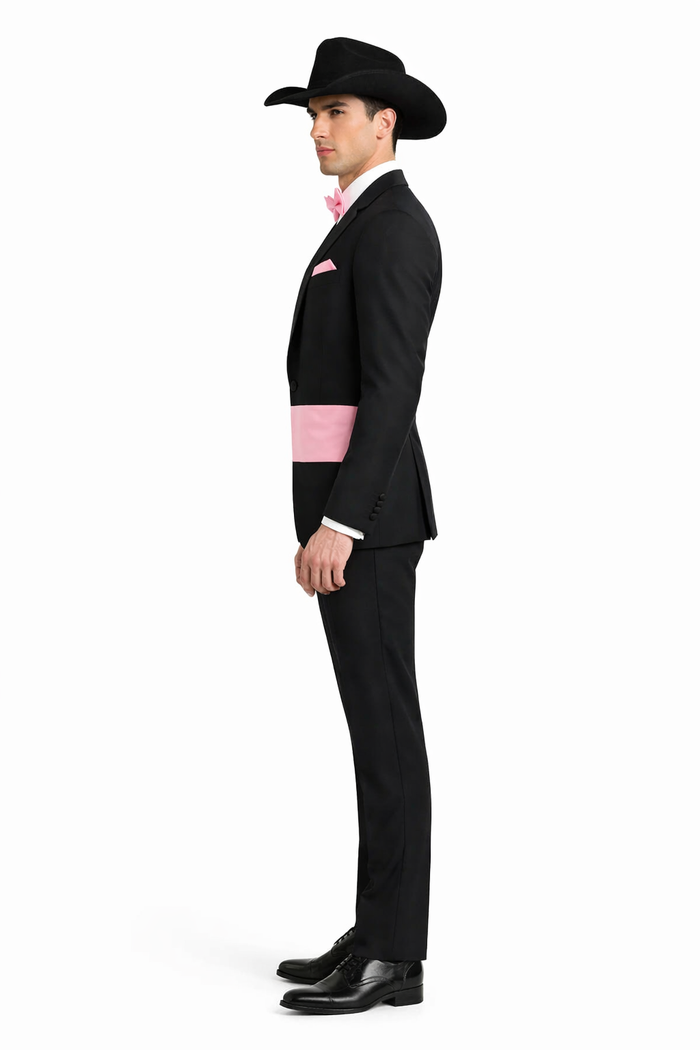 Western Suit - Trajes Para Hombres - Cowboy Formal Attire - Trajes De Novio - Shawl Lapel One Button Black Suit