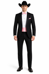 Western Suit - Trajes Para Hombres - Cowboy Formal Attire - Trajes De Novio - Shawl Lapel One Button Black Suit