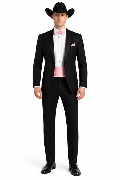 Western Suit - Trajes Para Hombres - Cowboy Formal Attire - Trajes De Novio - Shawl Lapel One Button Black Suit