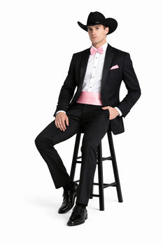 Western Suit - Trajes Para Hombres - Cowboy Formal Attire - Trajes De Novio - Shawl Lapel One Button Black Suit