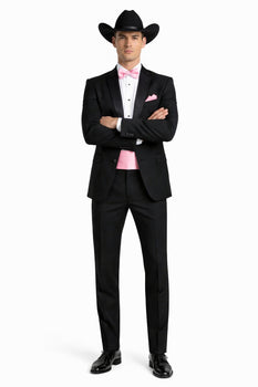 Western Suit - Trajes Para Hombres - Cowboy Formal Attire - Trajes De Novio - Shawl Lapel One Button Black Suit