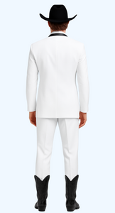 Western Suit - Trajes Para Hombres - Cowboy Formal Attire - Trajes De Novio - Shawl Lapel Suit White