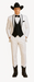 Western Suit - Trajes Para Hombres - Cowboy Formal Attire - Trajes De Novio - Shawl Lapel Suit White