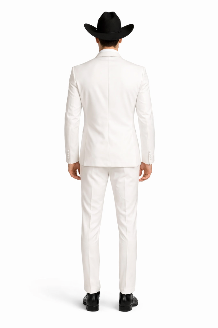 Western Suit - Trajes Para Hombres - Cowboy Formal Attire - Trajes De Novio - Shawl Lapel Suit White