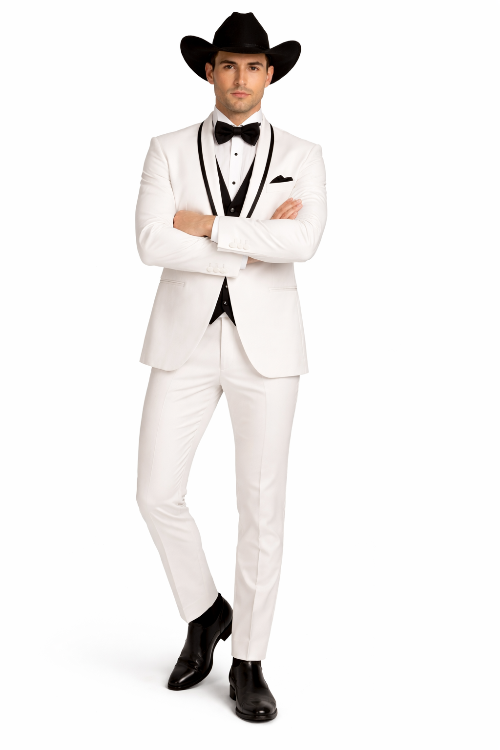 Western Suit - Trajes Para Hombres - Cowboy Formal Attire - Trajes De Novio - Shawl Lapel Suit White