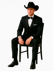 Western Suit - Trajes Para Hombres  - Cowboy Formal Attire - Trajes De Novio Single Breasted Black