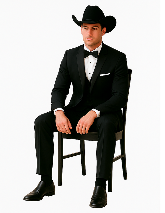 Western Suit - Trajes Para Hombres  - Cowboy Formal Attire - Trajes De Novio Single Breasted Black