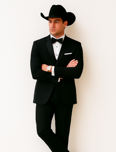 Western Suit - Trajes Para Hombres  - Cowboy Formal Attire - Trajes De Novio Single Breasted Black