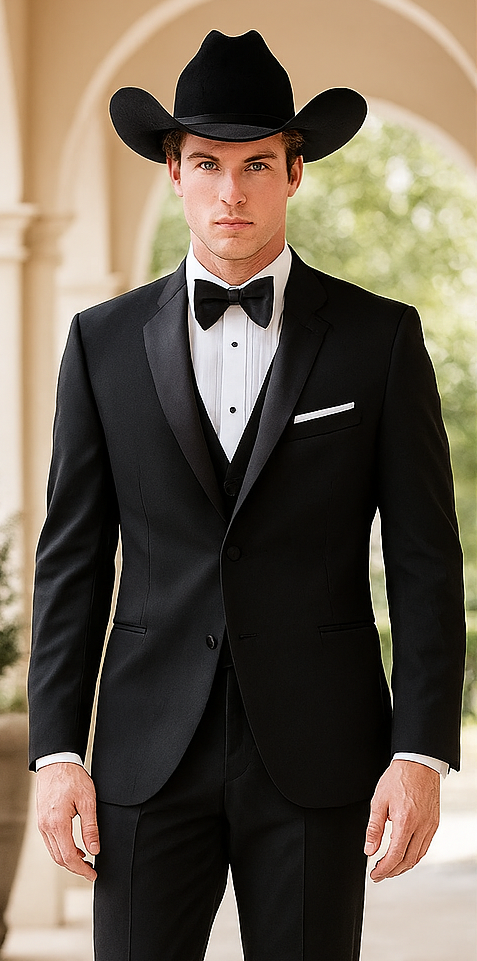 Western Suit - Trajes Para Hombres  - Cowboy Formal Attire - Trajes De Novio Single Breasted Black