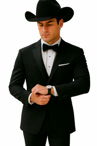 Western Suit - Trajes Para Hombres  - Cowboy Formal Attire - Trajes De Novio Single Breasted Black