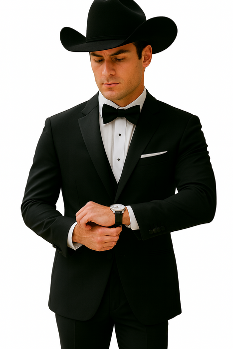 Western Suit - Trajes Para Hombres  - Cowboy Formal Attire - Trajes De Novio Single Breasted Black