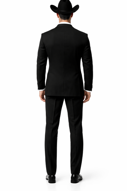Western Suit - Trajes Para Hombres  - Cowboy Formal Attire - Trajes De Novio Single Breasted Black