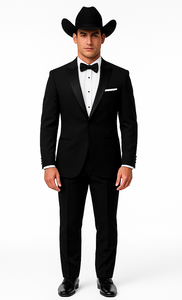 Western Suit - Trajes Para Hombres  - Cowboy Formal Attire - Trajes De Novio Single Breasted Black