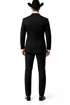 Western Suit - Trajes Para Hombres  - Cowboy Formal Attire - Trajes De Novio Single Breasted Black