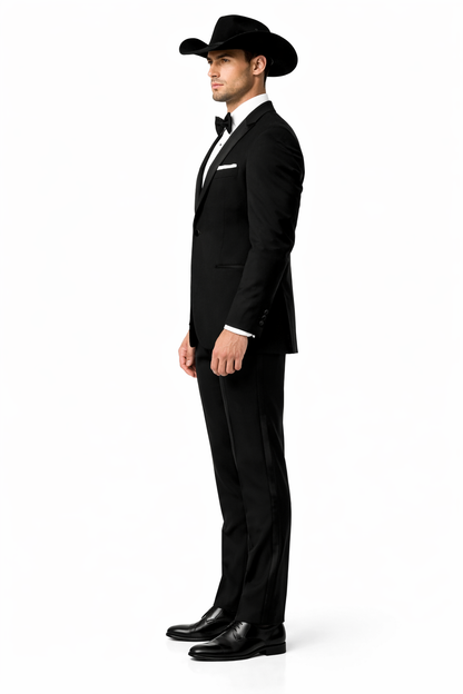 Western Suit - Trajes Para Hombres  - Cowboy Formal Attire - Trajes De Novio Single Breasted Black