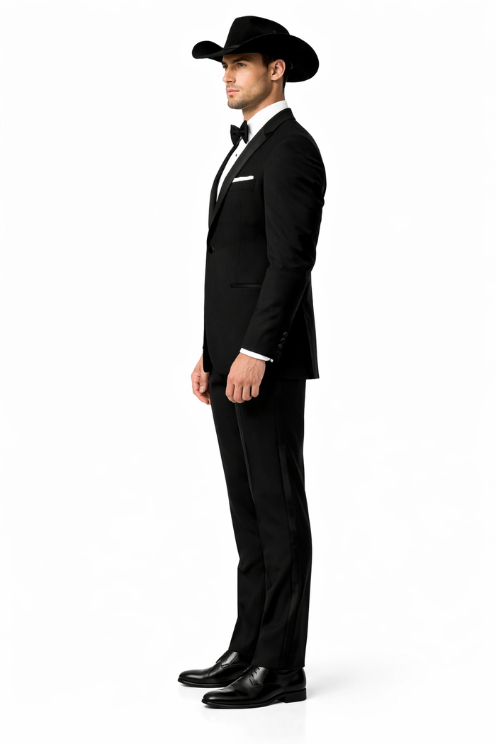 Western Suit - Trajes Para Hombres  - Cowboy Formal Attire - Trajes De Novio Single Breasted Black