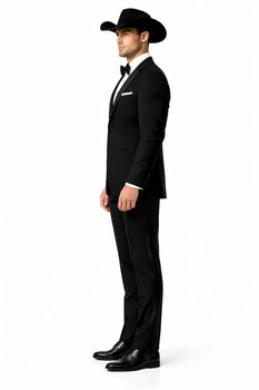 Western Suit - Trajes Para Hombres  - Cowboy Formal Attire - Trajes De Novio Single Breasted Black