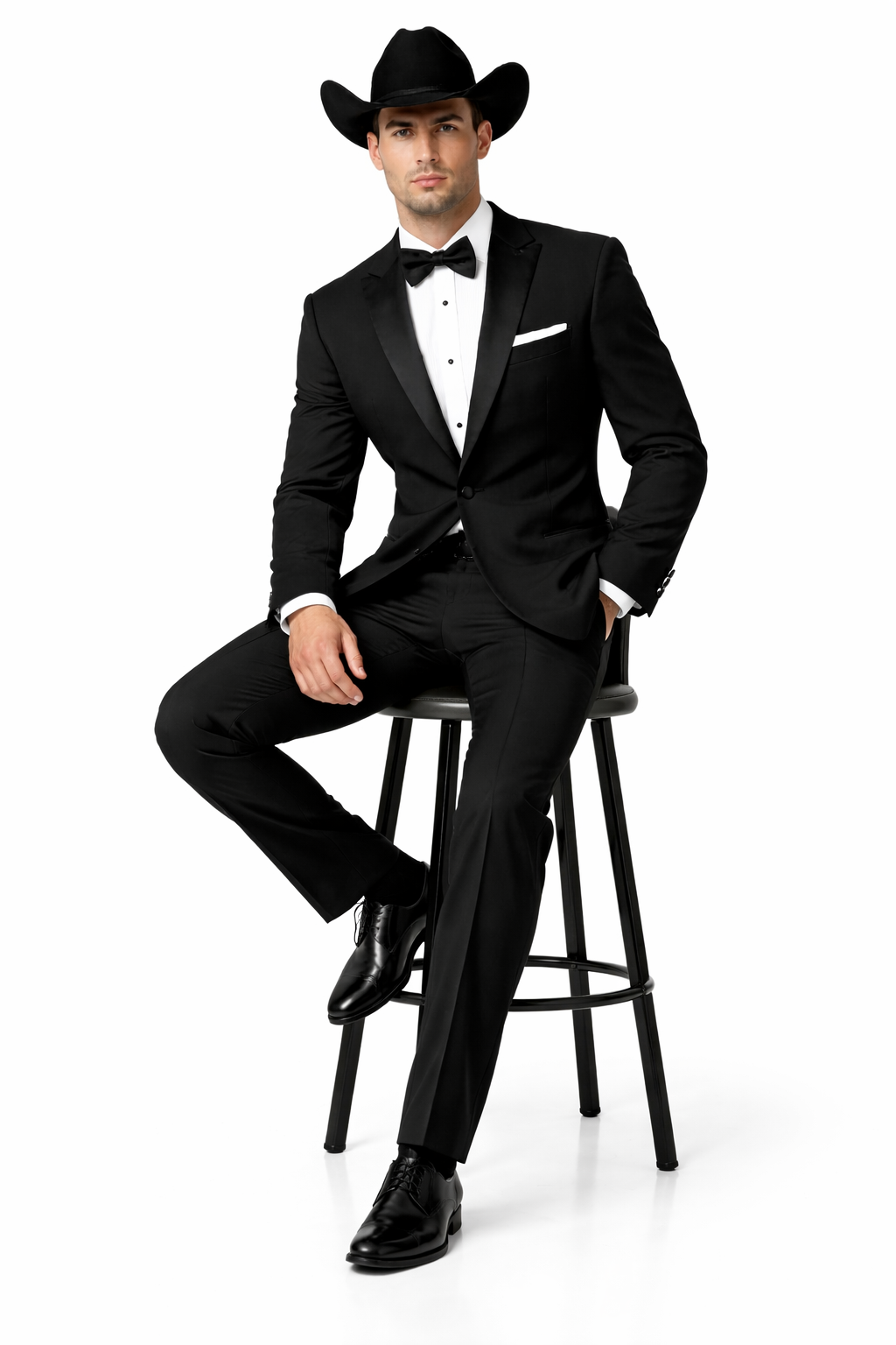 Western Suit - Trajes Para Hombres  - Cowboy Formal Attire - Trajes De Novio Single Breasted Black