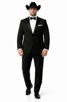 Western Suit - Trajes Para Hombres  - Cowboy Formal Attire - Trajes De Novio Single Breasted Black