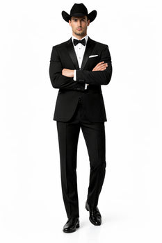 Western Suit - Trajes Para Hombres  - Cowboy Formal Attire - Trajes De Novio Single Breasted Black