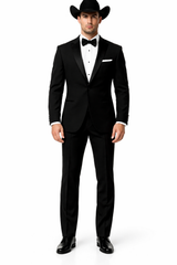 Western Suit - Trajes Para Hombres  - Cowboy Formal Attire - Trajes De Novio Single Breasted Black