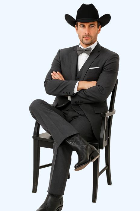 Western Suit - Trajes Para Hombres - Cowboy Formal Attire - Trajes De Novio - Slim Fit - Gray