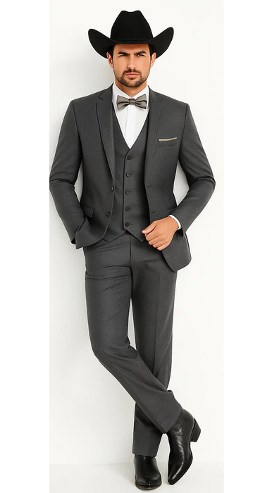 Western Suit - Trajes Para Hombres - Cowboy Formal Attire - Trajes De Novio - Slim Fit - Gray