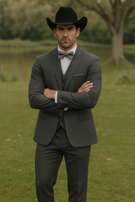 Western Suit - Trajes Para Hombres - Cowboy Formal Attire - Trajes De Novio - Slim Fit - Gray