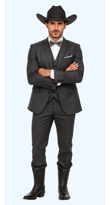 Western Suit - Trajes Para Hombres - Cowboy Formal Attire - Trajes De Novio - Slim Fit - Gray