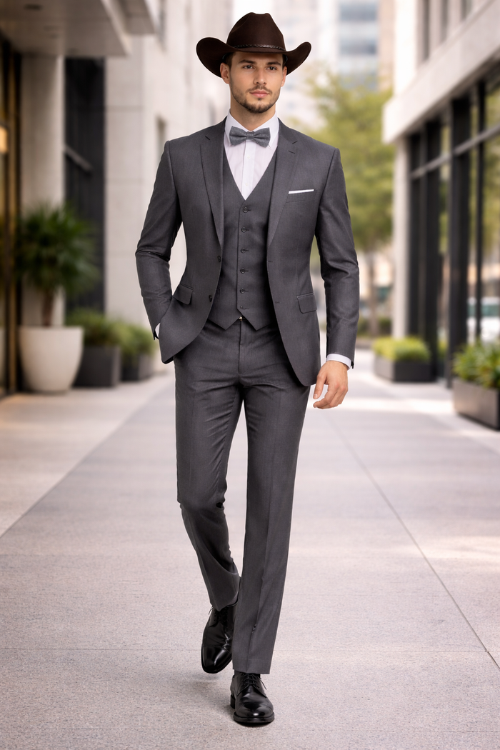 Western Suit - Trajes Para Hombres - Cowboy Formal Attire - Trajes De Novio - Slim Fit - Charcoal Gray