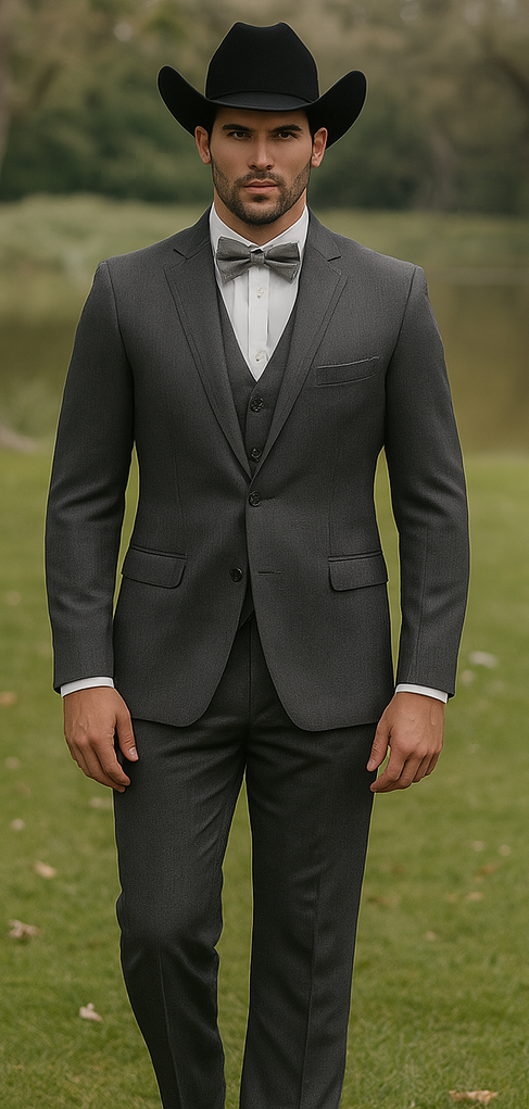 Western Suit - Trajes Para Hombres - Cowboy Formal Attire - Trajes De Novio - Slim Fit - Gray