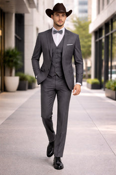 Men's Western Suit Trajes Para Hombres Cowboy Formal Attire de Novio Slim Fit Gray 34 Short or Extra Small