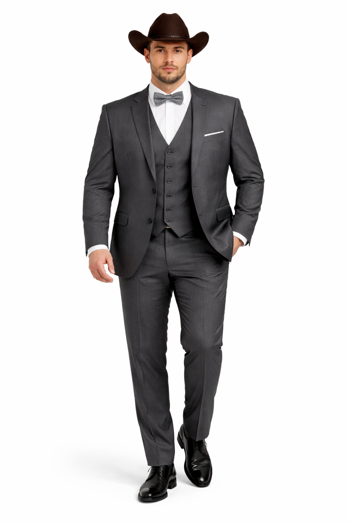 Western Suit - Trajes Para Hombres - Cowboy Formal Attire - Trajes De Novio - Slim Fit - Charcoal Gray