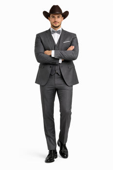 western formal dress for men Men's Western Suit Trajes Para Hombres Cowboy Formal Attire de Novio Slim Fit Gray 34 Short or Extra Small