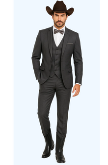 Western Suit - Trajes Para Hombres - Cowboy Formal Attire - Trajes De Novio - Slim Fit - Gray