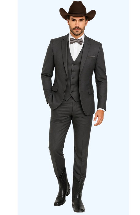 Western Suit - Trajes Para Hombres - Cowboy Formal Attire - Trajes De Novio - Slim Fit - Gray
