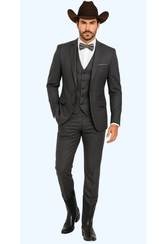 Western Suit - Trajes Para Hombres - Cowboy Formal Attire - Trajes De Novio - Slim Fit - Gray