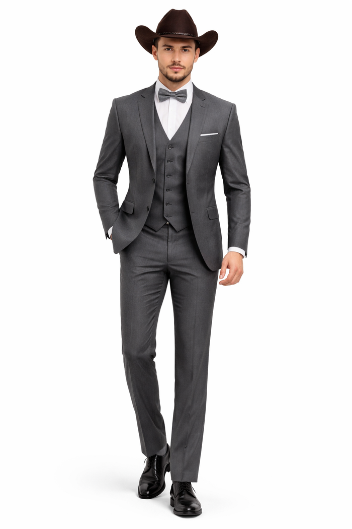 Western Suit - Trajes Para Hombres - Cowboy Formal Attire - Trajes De Novio - Slim Fit - Charcoal Gray