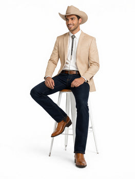 Western Suit - Trajes Para Hombres - Cowboy Formal Attire - Trajes De Novio - Slim Fit Western Tan