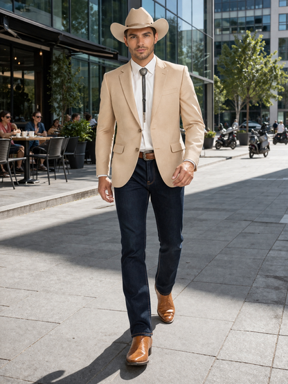 Western Suit - Trajes Para Hombres - Cowboy Formal Attire - Trajes De Novio - Slim Fit Western Tan