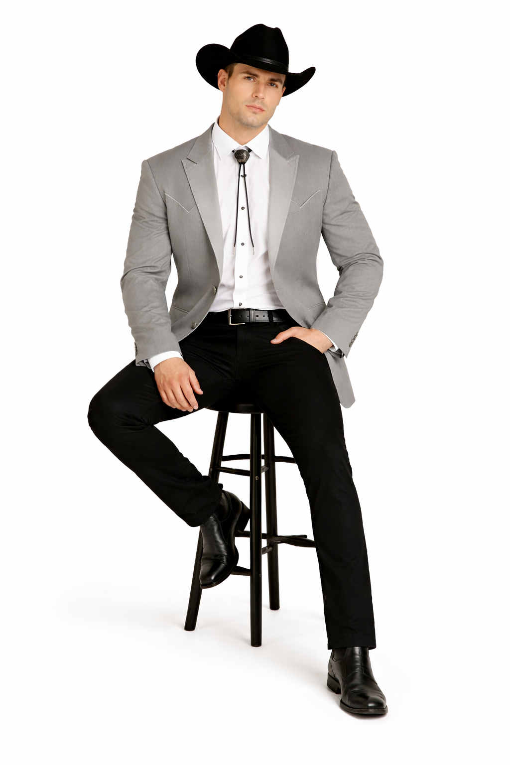 Western Suit - Trajes Para Hombres - Cowboy Formal Attire - Trajes De Novio - Western Grey
